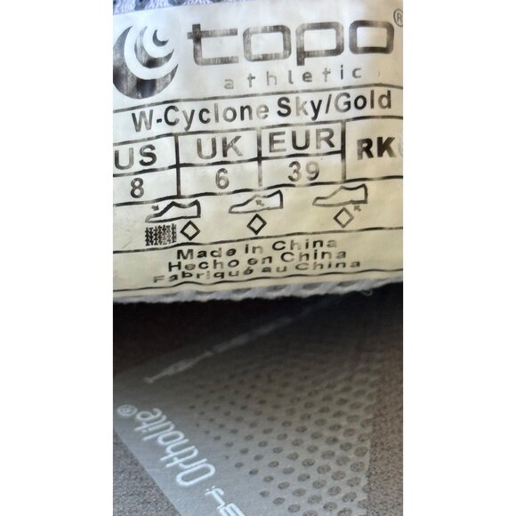 Topo Athletic Women's W-Cyclone Sky/Gold Running Shoes.Size 8 US - Picture 4 of 14